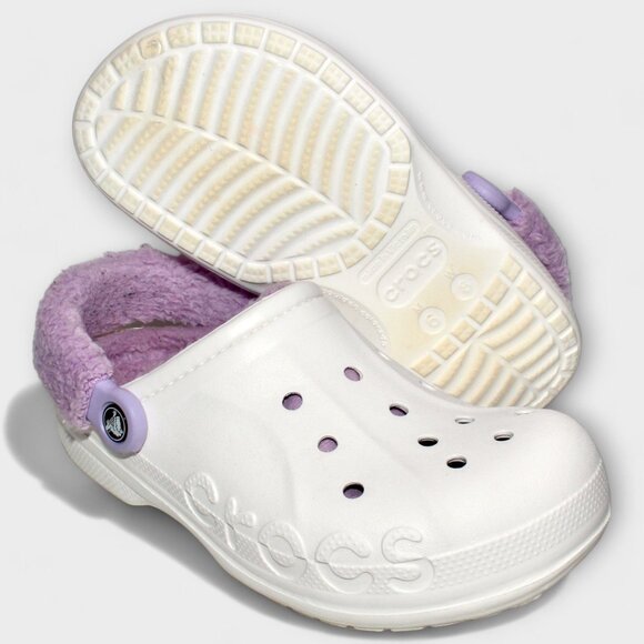 Crocs Unisex Baya lined fuzz strap clog white/lavender US Women's 8/Men's 6 - Picture 6 of 11